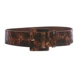 2 1/2" Two Tone Faux Alligator High Waist Patent Square Leather Belt