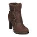 New Women C Label Binky-4 PU Shearling Trimmed Buckle Chunky Heel Bootie