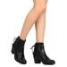 New Women Nature Breeze Dallas-09 Leatherette Back Lace Chunky Heel Boot