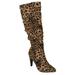EVERY Cheetah Leopard Print Suede Delicious Women Stiletto High Heels Slouchy Pointy Toe Knee High Boots 6.5