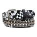 Snap On Art work Skull Cross Bone Tattoo Print Punk Rock Silver Star Studded Leather Belt