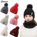 Spencer Winter 2Pcs Pom Pom Cable Beanie Hat Scarf Set Soft Warm Knit Ski Cap Thick Neck Scarf for Women "Black"