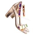 Striking28 by Bamboo, Hologram Chunky Block Heel Sandal - Women Ankle Strap Heeled Shoes