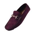 Amali Mens Plush Microfiber Faux Suede Slip On Loafer Driving Shoe with Buckle