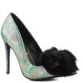 Privileged Playboy Pointed Toe Fur Pom Pom Stiletto Dress High Heel Pumps (7, Black)