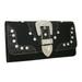 Ritz WB146-BK Western Rhinestone Bling Belt Buckle Trifold Wallet - Black