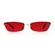 Womens Narrow Rectangular Rimless Cat Eye Hippie Color Lens Sunglasses Gold Red