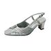 FLORAL Alba Women Wide Width Dress Slingback Metallic Shoes With Ornament SILVER 8