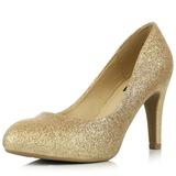 DailyShoes Women's Memory Foam Cushion High Heel Pump Low Heels Closed Round Toe Classic Slip On Pumps Dress Basic Shoes Stiletto Gold,gl,5.5