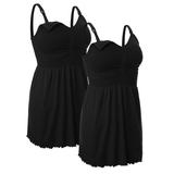 iLoveSIA Women 2-Pack Maternity Tank Tops Breastfeeding Sleeveless Built in Padded Sleepwear Cami Shirt, Black +Black, L