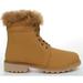 Fur & Shearling Trim Lug Boots Vegan Suede Booties Women's - 7.5