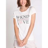 PJ Salvage Women's Weekend Love Short Sleeve Sleep PJ Tee, Ivory, XLarge