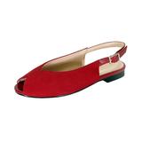 PEERAGE Kelsey Women Wide Width Peep Toe Adjustable Slingback Comfort Suede Flat RED 11