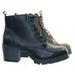 Nevitt by Soda, Lace Up Military Combat Ankle Boots w Lug Sole & Vintage Fabric (Woman)