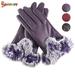Spencer Womens Winter Warm Leather Gloves Touchscreen Texting Gloves PU Thermal Lining Fur Cuff Driving Gloves "Purple"