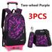 3Pcs Rolling Backpack Students Boys Girls Trolley ''Back To School'' Bags with Lunch Bag&Pencil Case