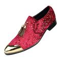 Amali Mens Casual Designer Smoking Slip on Slipper Velvet Loafer Shoes Red Size 9