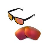 Walleva Fire Red Replacement Lenses for Oakley Holbrook Sunglasses