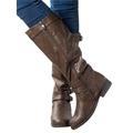 Women's Zipper Buckle Party Shoes Leather Casual Round Toe Work Mid Calf Boots