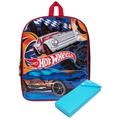 Boys Hot Wheels Race Cars 15" Backpack w/ Sliding Pencil Case Set