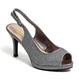 3 x 0.5 in. Heel & Platform-Glitter High Heel Sling Back Shoes, Pewter - Size 39