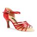 Sansha Adult Red Satin Upper Heeled Buckle Selia Ballroom Shoes Womens