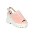 New Women Faux Fur Slingback Platform Wedge Mule - 17982 By Wild Diva Collection