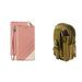 BC Synthetic PU Leather Magnetic Flip Cover Wallet Case (Rose Pink) with Khaki Tactical EDC MOLLE Waist Pouch and Atom Cloth for Samsung Galaxy Amp Prime 3 2018 (Cricket)