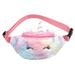 restmidable55 Kids Rainbow Plush Waist Bag Fanny Pack Glitter Unicorn Crossbody Bag Handbag for Boys Girls