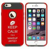 For Apple iPhone 7 Shockproof Impact Hard Soft Case Cover Keep Calm I Am A Makeup Artist (Red)