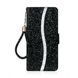 Allytech Galaxy S9 Plus Case Glitter Bling Design PU Leather Drop Protection Folding Stand Wrist Strap Magnetic Closure Folio Flip Cover Cards Slots Wallet Case for Samsung Galaxy S9 Plus Black