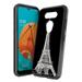 Capsule Case Compatible with LG Tribute Monarch [Hybrid Gel Design Slim Thin Fit Soft Grip Black Case Protective Cover] for Boost Mobile LG Tribute Monarch LMK300TM (Eiffel Tower Paris)