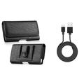 Bemz Accessory Bundle for Samsung Galaxy A6 - PU Leather Wallet (Card Slot/Coin Holder) Holster Carry Case (Black) with Durable Fast Charge/Sync Micro USB Charger Cable (3.3 Feet) and Atom Cloth