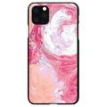 DistinctInk Case for iPhone 12 Pro MAX (6.7 Screen) - Custom Ultra Slim Thin Hard Black Plastic Cover - Hot Pink Blue White Marble Image Print Printed Marble Image
