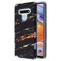 LG Stylo 6 Phone Case Premium Marble Design Pattern Dual Layer & TPU Rubber Silicone Rugged Protective Hybrid Armor Heavy Duty Grip Shockproof Cover [BLACK GOLD MARBLE] for LG STYLO 6 (2020)