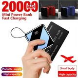 Power Bank 20000mAh Mirror Digital Display Mini Power Bank Dual USB Output Ports for Smart Mobile Phone Black