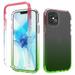 iPhone 12 Pro Max Case (6.7 ) Rosebono Full-Body Rugged Ultra Transparency Hybrid Protective Case With Built-in Screen Protector for iPhone 12 Pro Max (Red/Green)