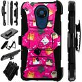 WORLD ACC LuxGuard Holster Case Compatible with Nokia C5 Endi Hybrid Phone Cover (Pink Fishbone Cat)