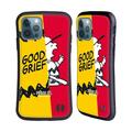 Head Case Designs Officially Licensed Peanuts Halfs And Laughs Charlie Good Grief Hybrid Case Compatible with Apple iPhone 12 / iPhone 12 Pro