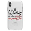 DistinctInk Clear Shockproof Hybrid Case for iPhone XR (6.1 Screen) - TPU Bumper Acrylic Back Tempered Glass Screen Protector - Darling Don t Forget to Fall In Love with Yourself