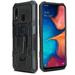 for Samsung Galaxy A20 A30 Temper Glass and Card Money Belt Clip Cell Phone Case Phone Case Brushed Hard Back Slip Dent Guard Hybrid Slim Shock Bumper Cover (Black)