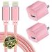 Chargers 5V USB Power Adapter Wall Charger 1.0A Cube for Plug Outlet w/ 6FT Nylon Braided Charging Pad Cord Compatible with New Gadget Models X Case/8/8 Plus/7/7 Plus/6/6s Plus/5s/5 Mini - Pink