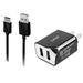 2-in-1 Micro-USB Chargers for LG K20 V K20V TP260 K20 plus Fortune Stylo 3 Stylus 3 LS777 Phoenix 3 (Black) - 2.1Ah Travel Charger Adapter (Dual Port) + USB Charging Cable