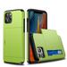 iPhone 11 Pro Max Case Armor Dual Layer with Sliding Card Slot Wallet Anti Scratch Full Protection Shockproof Hard Back Cover Compatible with iPhone 11 Pro Max 6.5 inch (Green)