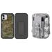 Bemz Holster Case Bundle Designed for iPhone 12 Mini: Rugged Protector Belt Clip Kickstand Armor Cover with EDC MOLLE Zipper Pouch and Touch Tool - Green Camo/ACU Pixel Camo