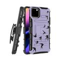 Capsule Case Compatible with iPhone 11 Pro [Military Grade Protection Shockproof Heavy Duty Kickstand Holster Black Case Cover] for iPhone 11 Pro 5.8 Inch Display (Purple Swallows)