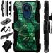 WORLD ACC LuxGuard Holster Case Compatible with Nokia C5 Endi Hybrid Phone Cover (Black Tropical Leaf)