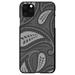 DistinctInk Case for iPhone 12 MINI (5.4 Screen) - Custom Ultra Slim Thin Hard Black Plastic Cover - Big Grey Black Paisley