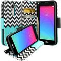 LG K8 | LG Phoenix 2 | LG Escape 3 Wallet Case Wrist Strap [Kickstand] Pu Leather Wallet Case with ID & Credit Card Slots for LG K8 | LG Phoenix 2 | LG Escape 3 - Teal Chevron