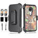 Value Pack for 5.7 Motorola Moto G7 Play Armor Holster Belt Clip Kickstands Hybrid Shockproof Bumper Screen Protector Dual Layer Raised Bevel Design Enhance Camera Combo Phone Case + [Deercamo]